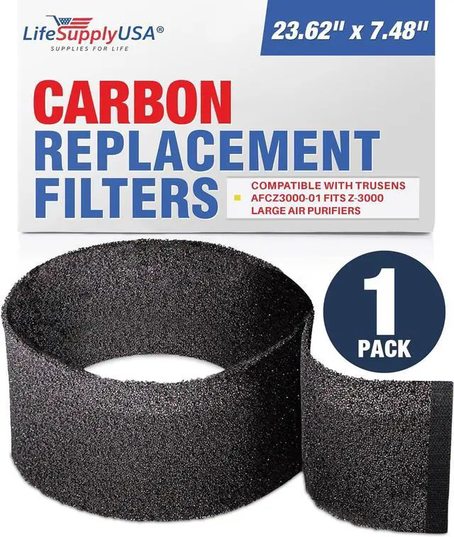 Alt view image 2 of 2 - lifesupplyusa (3-pack) carbon filter replacement layers compatible with trusens afcz3000-01 fits trusens z-3000 large air purifier