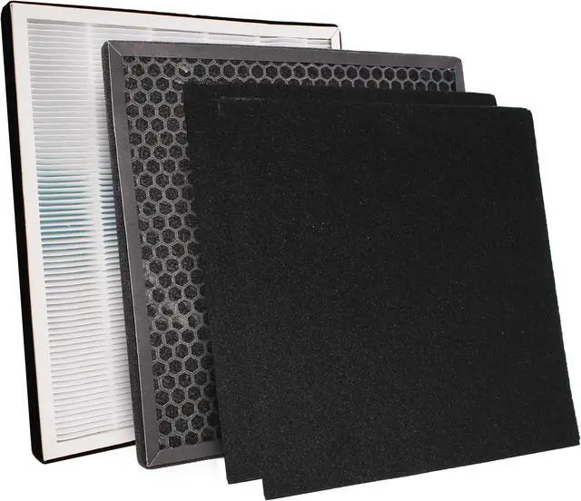Alt view image 4 of 7 - Replacement 4pc HEPA, Charcoal, Carbon Filter Set fits Ivation IVAHEPA01 Air Purifier Deodorizer Sanitizer