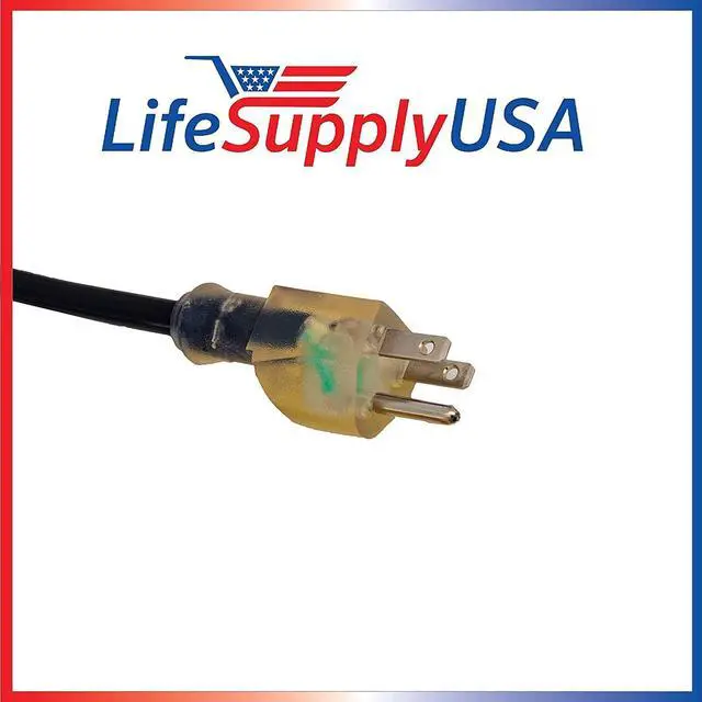 Alt view image 2 of 5 - 16/3 6ft SJTW 13 Amp 125 Volt 1625 Watt Lighted End Indoor/Outdoor Black Heavy Duty Extension Cord (6 Feet)