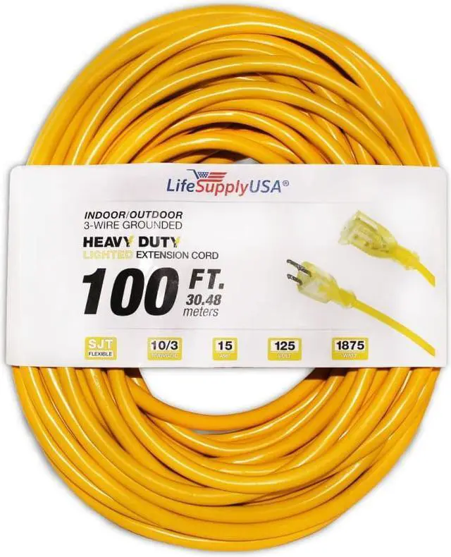 Main image of 10/3 100 ft. SJTW Lighted End Heavy Duty Extension Cord