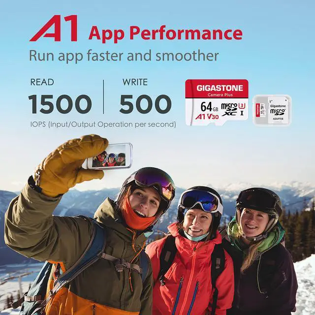 Alt view image 4 of 7 - [Gigastone] 64GB Micro SD Card, Camera Plus, MicroSDXC Memory Card for Wyze Cam, Video Camera, Security Camera, Smartphone, Fire tablet, 4K Video Recording, UHS-I U3 A1 V30, 95MB/s, with Adapter