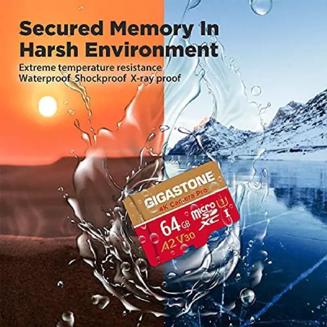 Alt view image 5 of 8 - [5-Yrs Free Data Recovery] Gigastone 64GB Micro SD Card, 4K Camera Pro, UHD Video for GoPro, Action Camera, Wyze, DJI, Drone, Nintendo-Switch, R/W up to 95/35MB/s MicroSDXC Memory Card UHS-I U3 A1 V30
