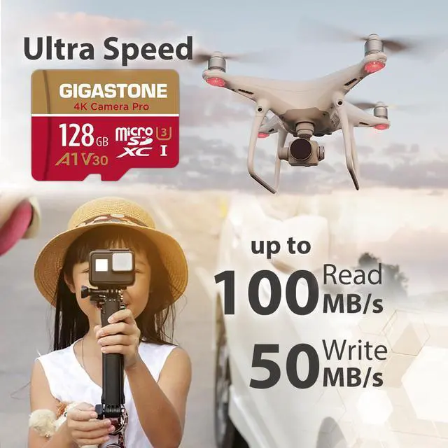 Alt view image 2 of 7 - [5-Yrs Free Data Recovery] Gigastone 128GB 2-Pack Micro SD Card, 4K Video Recording for GoPro, Action Camera, DJI, Drone, Nintendo-Switch, R/W up to 100/50 MB/s MicroSDXC Memory Card UHS-I U3 A2 V30