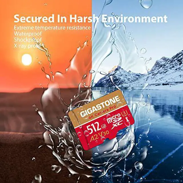 Alt view image 5 of 9 - [5-Yrs Free Data Recovery] Gigastone 512GB Micro SD Card, 4K Video Recording for GoPro, Action Camera, DJI, Drone, Nintendo-Switch, R/W up to 100/60 MB/s MicroSDXC Memory Card UHS-I U3 A2 V30 C10