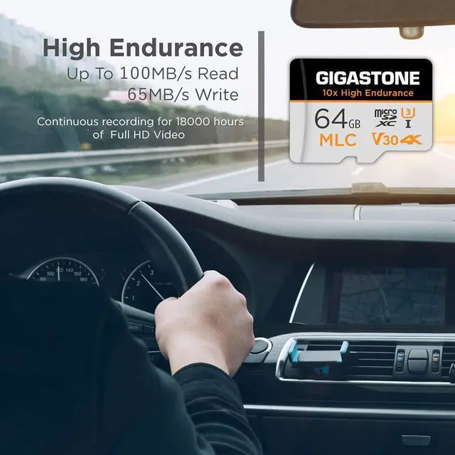 Alt view image 4 of 7 - [10x High Endurance] Gigastone Industrial 64GB MLC Micro SD Card, 4K Video Recording, Security Cam, Dash Cam, Surveillance Compatible 100MB/s, U3 C10, with Adapter [5-Yrs Free Data Recovery]