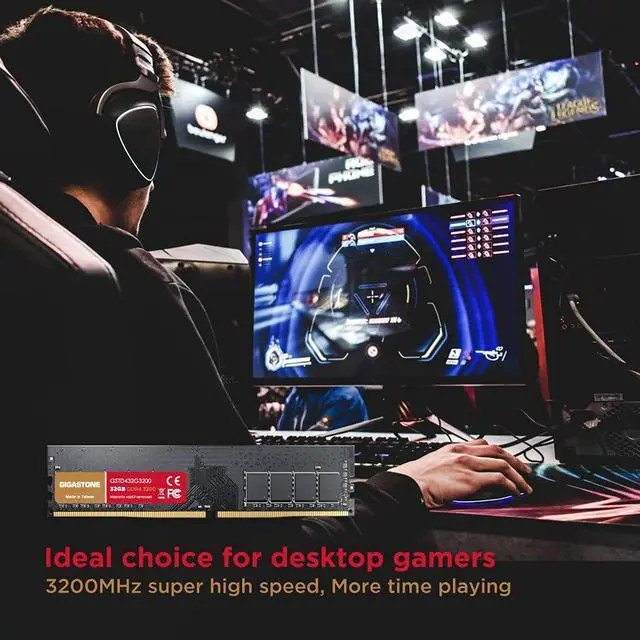 Alt view image 3 of 7 - Gigastone DDR4 32GB 3200MHz PC4-25600 CL16 1.35V UDIMM 288 Pin Unbuffered Non ECC for PC Computer Desktop Memory Module Ram Upgrade Kit