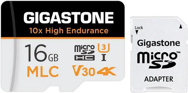 Main image of [10x High Endurance] Gigastone Industrial 16GB MLC Micro SD Card, 4K Video Recording, Security Cam, Dash Cam, Surveillance Compatible 95MB/s, U3 C10, with Adapter [5-Yrs Free Data Recovery]