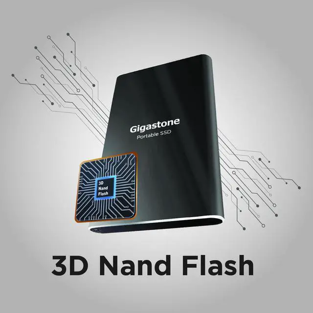 Alt view image 4 of 6 - Gigastone 500GB External SSD USB 3.2 Type C, Read Speed up to 500MB/s, 3D NAND, Ultra Slim Metal Portable Solid State Drive, for PC Laptop Mac Windows Linux Android PS4 Xbox One Smart TV