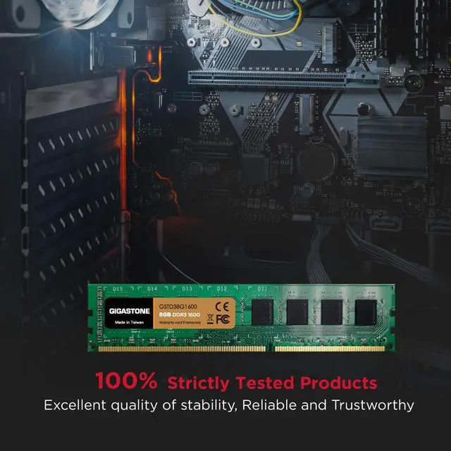 Alt view image 4 of 7 - Gigastone DDR3 8GB 1600MHz PC3-12800 CL11 1.5V UDIMM 240 Pin Unbuffered Non ECC for PC Computer Desktop Memory Module Ram Upgrade