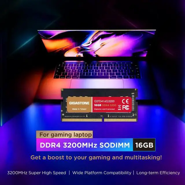 Alt view image 2 of 7 - Gigastone DDR4 16GB 3200MHz PC4-25600 CL22 1.2V SODIMM 260 Pin Unbuffered Non-ECC for Notebook Laptop Memory Module Ram Upgrade Kit