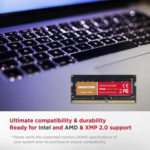 Alt view image 4 of 7 - Gigastone DDR4 16GB 3200MHz PC4-25600 CL22 1.2V SODIMM 260 Pin Unbuffered Non-ECC for Notebook Laptop Memory Module Ram Upgrade Kit