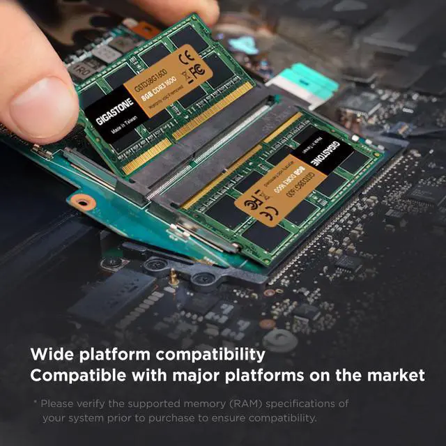 Alt view image 4 of 7 - Gigastone DDR3 16GB (8GBx2) 1600MHz PC3-12800 CL11 1.35V SODIMM 204 Pin Unbuffered Non-ECC for Notebook Laptop Memory Module Ram Upgrade Kit