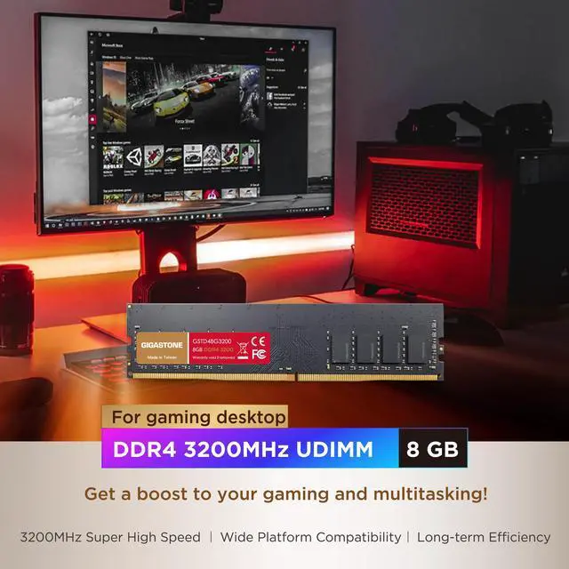Alt view image 6 of 7 - Gigastone DDR4 16GB (8GBx2) 3200MHz PC4-25600 CL16 1.35V UDIMM 288 Pin Unbuffered Non ECC for PC Computer Desktop Memory Module Ram Upgrade Kit