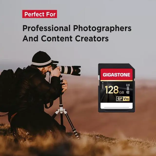 Alt view image 2 of 7 - Gigastone 128GB SD card UHS-II V90 U3 SDXC Memory Card High Speed Read up to 300MB/s 8K 4K Ultra HD UHD Video for DSLR Compatible with Canon Nikon Sony Pentax Kodak Olympus Panasonic Digital Camera