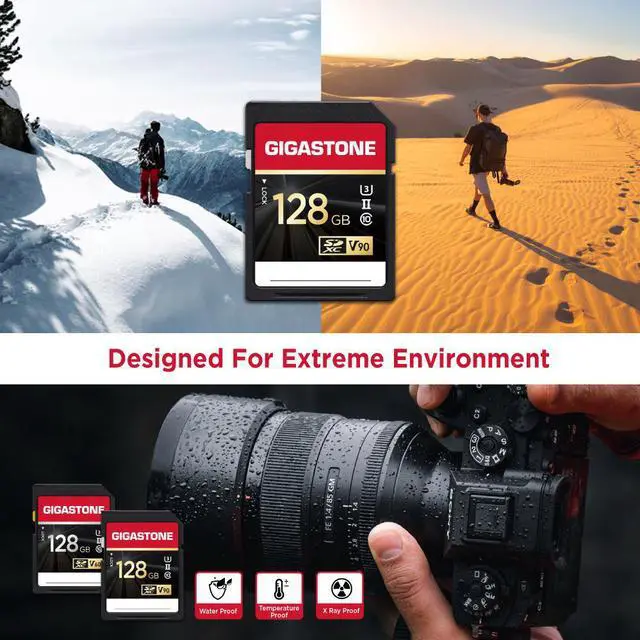 Alt view image 6 of 7 - Gigastone 128GB SD card UHS-II V90 U3 SDXC Memory Card High Speed Read up to 300MB/s 8K 4K Ultra HD UHD Video for DSLR Compatible with Canon Nikon Sony Pentax Kodak Olympus Panasonic Digital Camera