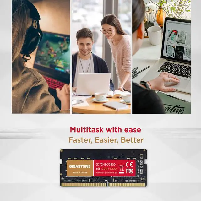 Alt view image 6 of 6 - Gigastone 8GB RAM DDR4-3200MHz PC4-25600 CL22 1.2V SODIMM 260 Pin Unbuffered Non ECC for Notebook Laptop Memory Module Ram Upgrade