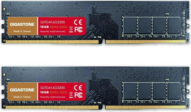 Gigastone DDR4 32GB (16GBx2) 3200MHz PC4-25600 CL16 1.35V UDIMM 288 Pin  Unbuffered Non ECC for PC Computer Desktop Memory Module Ram Upgrade Kit