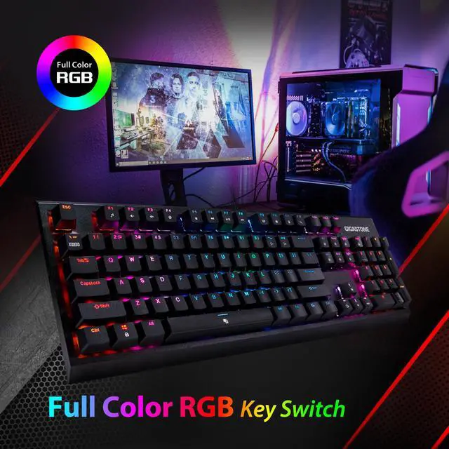 Alt view image 3 of 7 - [Gigastone Mechanical Gaming Keyboard] Gaming Keyboard with LED RGB Backlit Keys, Brown Switches Mechanical Keyboard, Precise Tactile Feedback, Full Anti-Ghosting (104 Keys, Black)
