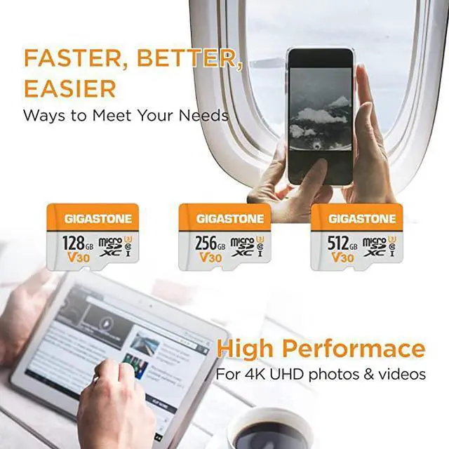 Alt view image 5 of 7 - Gigastone 512GB Micro SD Card, 4K Video Pro, GoPro, Surveillance, Security Camera, Action Camera, Drone, 100MB/s MicoSDXC Memory Card UHS-I V30 Class 10