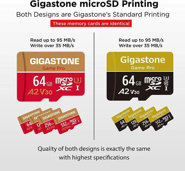 Alt view image 4 of 8 - [5-Yrs Free Data Recovery] Gigastone 64GB Micro SD Card, Game Pro, MicroSDXC Memory Card for Nintendo-Switch, GoPro, Security Camera, Wyze, DJI, Drone, 4K UHD, R/W up to 95/35MB/s UHS-I U3 A2 V30 C10