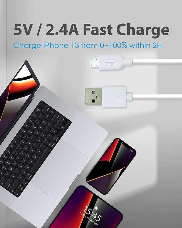 Alt view image 4 of 7 - [10-Pack]Gigastone Charging Cable for Apple Lightning Devices, 3ft Fast Charge 12W, Compatible with iPhone, iPad, Charging only, Data Sync not Supported, White