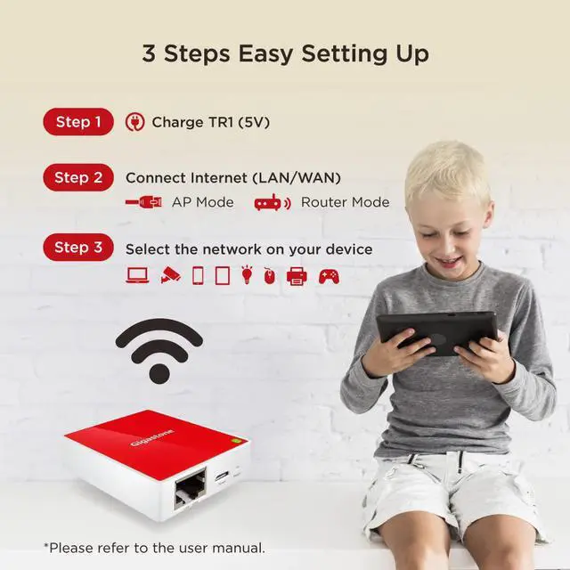 Alt view image 6 of 7 - Gigastone TR1 Mini Wireless 4-Pack Travel Router 150Mbps, WiFi Router, WiFi Repeater, WiFi Range Extender, 802.11N, Built with Qualcomm Atheros AR9331 WiFi Ethernet Processor