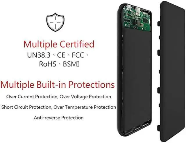 Alt view image 5 of 8 - Gigastone USB-C Power Bank 10000mAh, Ultra Slim 0.4 Inch Thickness, Type C Input 5V/2A Type C Output 5V/3A Qualcomm QC3.0 Output 5V/3A LED Display Compatible with Apple iPhone Samsung Nintendo