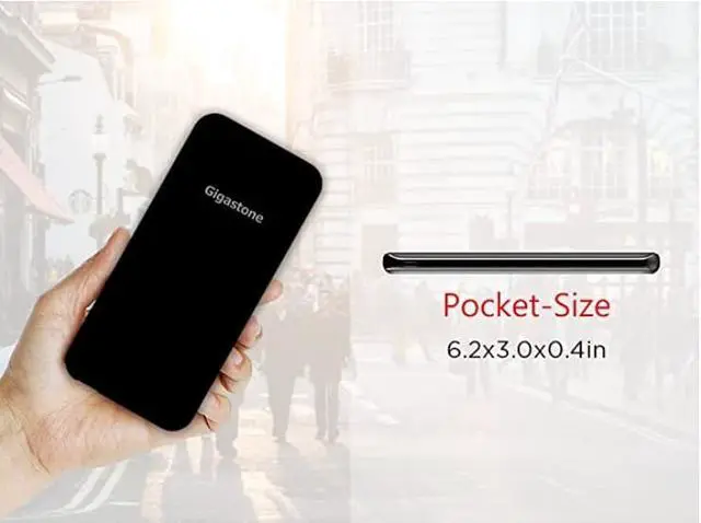 Alt view image 3 of 8 - Gigastone USB-C Power Bank 10000mAh, Ultra Slim 0.4 Inch Thickness, Type C Input 5V/2A Type C Output 5V/3A Qualcomm QC3.0 Output 5V/3A LED Display Compatible with Apple iPhone Samsung Nintendo
