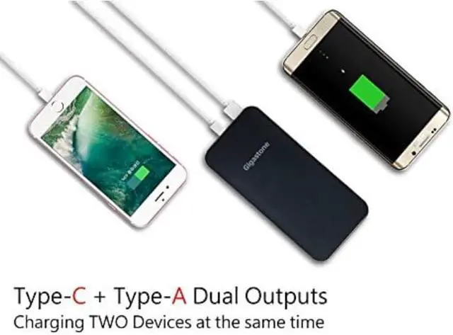 Alt view image 4 of 8 - Gigastone USB-C Power Bank 10000mAh, Ultra Slim 0.4 Inch Thickness, Type C Input 5V/2A Type C Output 5V/3A Qualcomm QC3.0 Output 5V/3A LED Display Compatible with Apple iPhone Samsung Nintendo