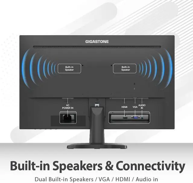 Alt view image 4 of 7 - Gigastone 24 inch IPS Gaming LED Monitor 75Hz FHD 1920 x 1080, 1080P 178° Wide View Frameless Computer Monitor 5ms, Built-in Speakers, Eye Care Technology, Ergonomic Tilt VESA Mount, HDMI VGA
