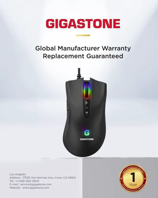 Alt view image 7 of 7 - Gigastone Gaming Mouse Up to 3200 DPI Adjustable, Wired Gaming Mouse with Customizable RGB Backlight, 8 Programmable Buttons, 256KB Onboard Memory, Most Suitable for Windows 7 and Up