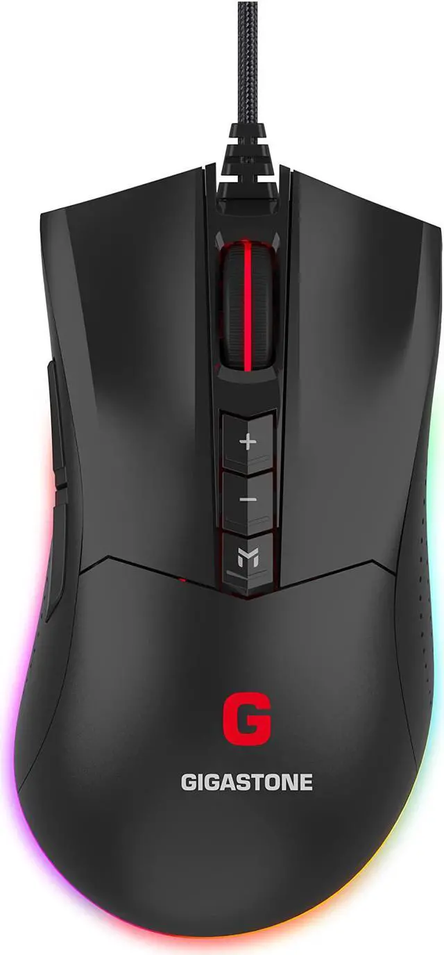 Main image of Gigastone Gaming Mouse Up to 12,000 DPI Adjustable, Wired Gaming Mouse with Customizable RGB Backlight, 8 Programmable Buttons, 512KB Onboard Memory, Most Suitable for Windows 7 and Up