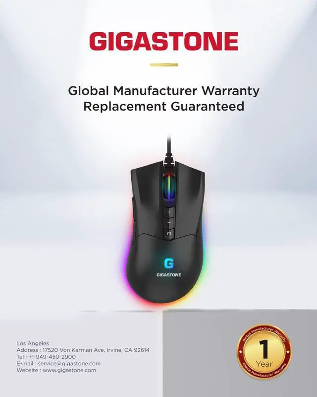 Alt view image 7 of 7 - Gigastone Gaming Mouse Up to 12,000 DPI Adjustable, Wired Gaming Mouse with Customizable RGB Backlight, 8 Programmable Buttons, 512KB Onboard Memory, Most Suitable for Windows 7 and Up
