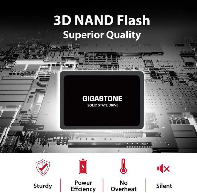 Alt view image 3 of 7 - Gigastone 120GB SSD SATA III 6Gb/s. 3D NAND 2.5" Internal Solid State Drive, Read up to 500MB/s. Compatible with PC, Desktop and Laptop, 2.5 inch 7mm (0.28)
