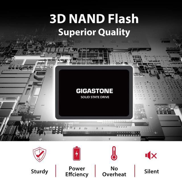 Gigastone - Disque Dur SSD Externe 2To 550Mo/s 3D NAND USB Noir