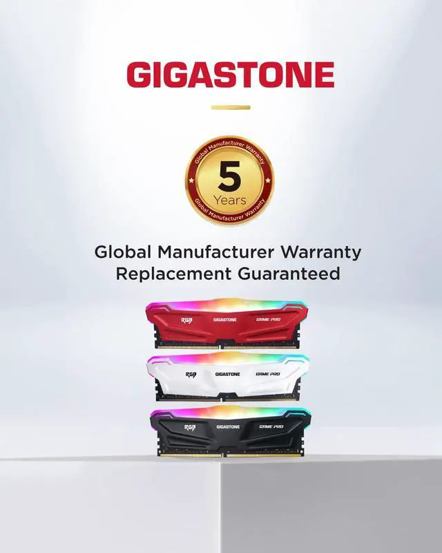 Alt view image 7 of 7 - DDR4 RAM Gigastone White RGB Game PRO Desktop RAM 16GB (2x8GB) DDR4 16GB DDR4-3200MHz PC4-25600 CL16 1.35V 288 Pin Unbuffered Non ECC UDIMM for PC Gaming Desktop Memory Module (Desktop ONLY)