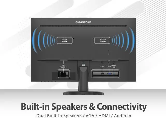 Alt view image 5 of 6 - Gigastone 27 inch IPS LED Back Light Monitor 75Hz FHD 1920 x 1080, 178° Wide View Frameless Computer Monitor 5ms, Built-in Speakers, Eye Care Technology, Ergonomic Tilt VESA Mount, HDMI VGA