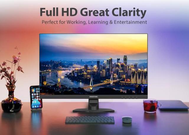 Alt view image 2 of 6 - Gigastone 27 inch IPS LED Back Light Monitor 75Hz FHD 1920 x 1080, 178° Wide View Frameless Computer Monitor 5ms, Built-in Speakers, Eye Care Technology, Ergonomic Tilt VESA Mount, HDMI VGA
