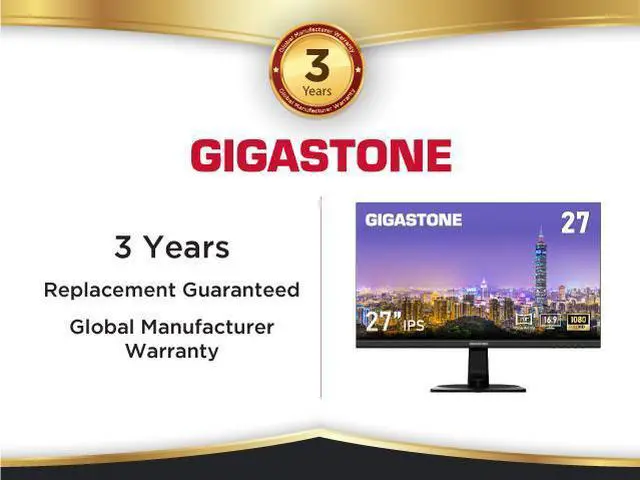 Alt view image 6 of 6 - Gigastone 27 inch IPS LED Back Light Monitor 75Hz FHD 1920 x 1080, 178° Wide View Frameless Computer Monitor 5ms, Built-in Speakers, Eye Care Technology, Ergonomic Tilt VESA Mount, HDMI VGA