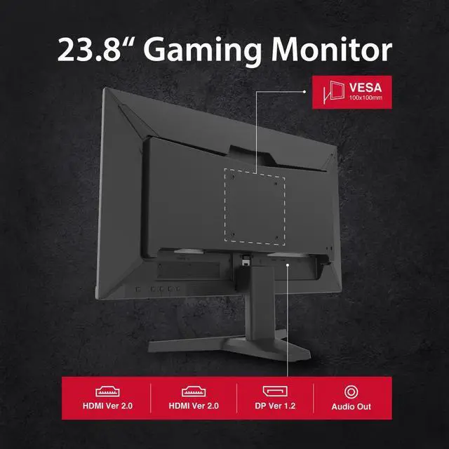 Alt view image 3 of 6 - Gigastone 24" IPS Gaming LED Backlight Monitor | 165Hz FHD 1920 x 1080 | 178° Wide View | Frameless | 5ms | Built-in Speakers | FreeSync | Eye Care Technology | Ergonomic Tilt | VESA Mount | DP, HDMI