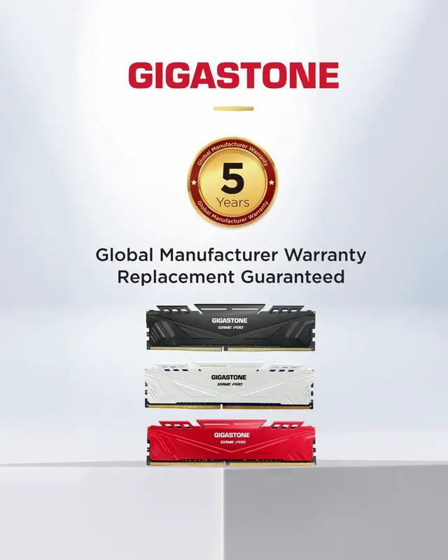 Alt view image 7 of 7 - DDR4 RAM GIGASTONE Black Game PRO Desktop RAM 32GB (2x16GB) DDR4 RAM 32GB DDR4-3200MHz PC4-25600 CL16 1.35V 288 Pin Unbuffered Non ECC UDIMM for PC Gaming Desktop Memory (Desktop ONLY)