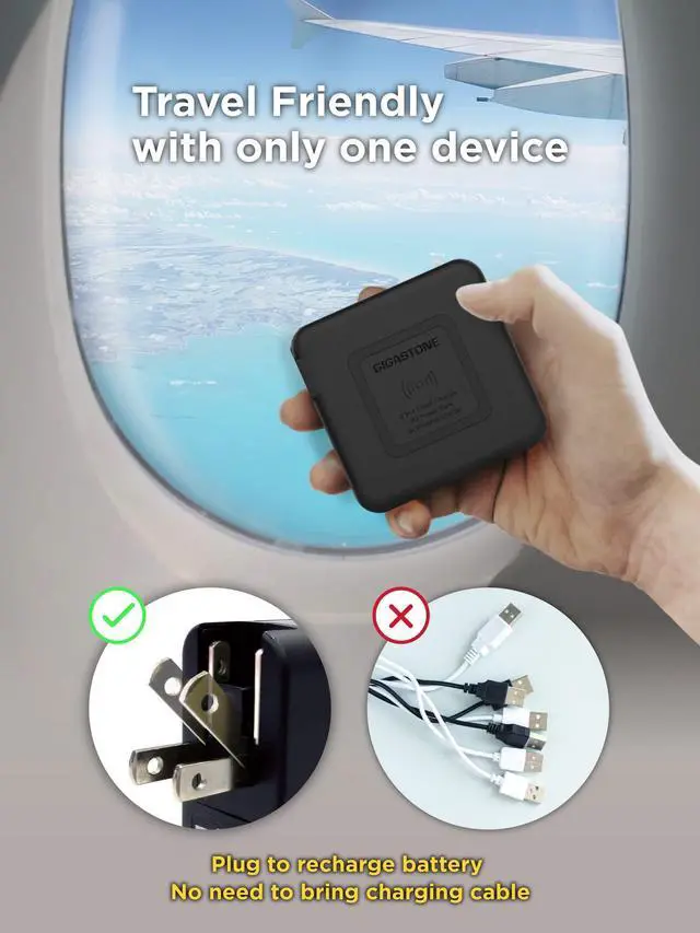 Alt view image 4 of 6 - Gigastone 4-in-1 10000mAh Qi Wireless Portable Charger 24W Wireless Power Bank Black