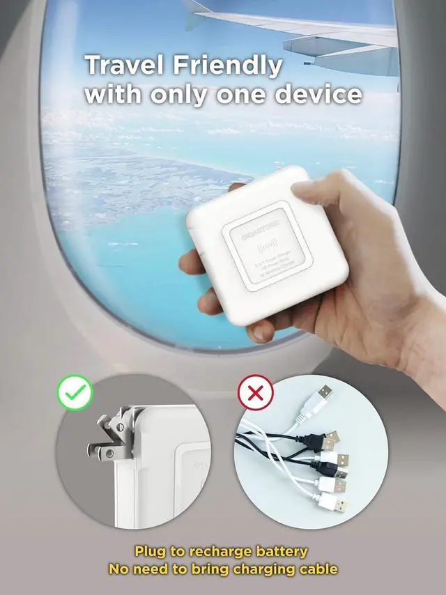 Alt view image 5 of 7 - Gigastone 4-in-1 10000mAh Qi Wireless Portable Charger 24W Wireless Power Bank