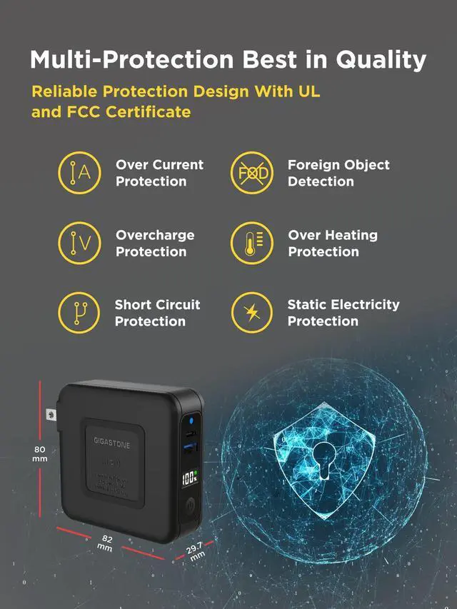 Alt view image 5 of 6 - Gigastone 4-in-1 10000mAh Qi Wireless Portable Charger 24W Wireless Power Bank Black