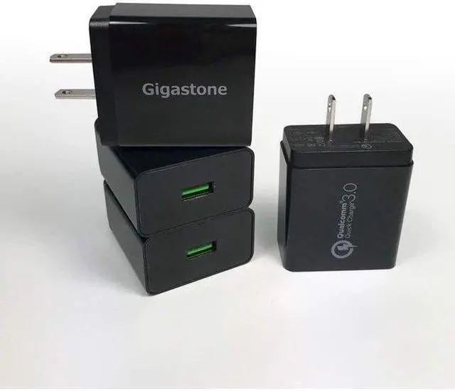 Main image of Gigastone USB 18W Fast Charge Wall Charger with Qualcomm Quick Charge 3.0 - White, 4 Pack Black
