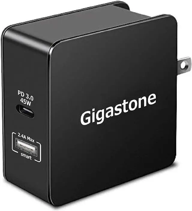 Main image of Gigastone USB-C 60W Wall Charger Power Delivery PD 3.0 45W Fast Charge, Foldable Black