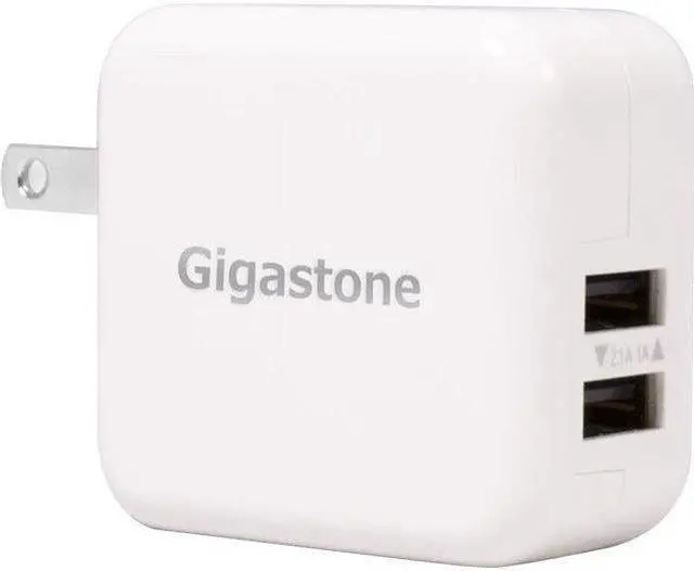Main image of Gigastone 15.5W Dual USB-A Adapter, Travel Wall Adapter for iPhone - White, 1 pack