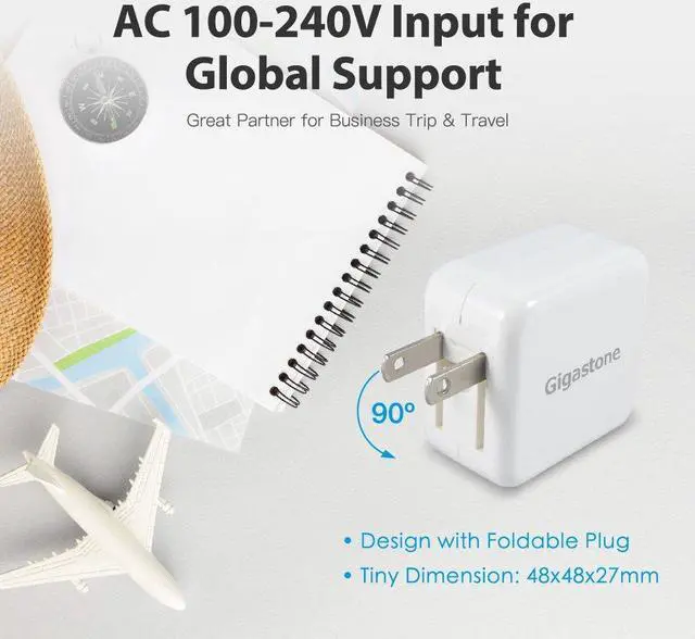 Alt view image 4 of 6 - Gigastone 15.5W Dual USB-A Adapter, Travel Wall Adapter for iPhone - White, 1 pack