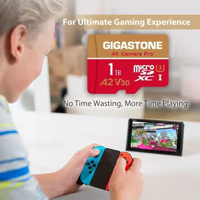 Alt view image 4 of 11 - [5-Yrs Free Data Recovery] Gigastone 1TB Micro SD Card, 4K Camera Pro, R/W up to 150/140 MB/s, 4K Video Recording for GoPro, DJI, Drone, MicroSDXC Memory Card UHS-I U3 A2 V30, with Adapter