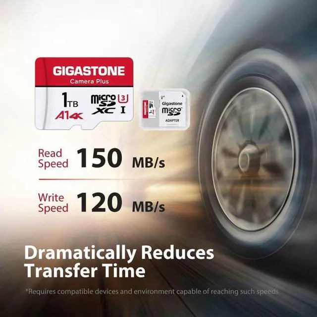 Alt view image 2 of 6 - Gigastone 1TB Micro SD Card, Camera Plus, GoPro, Action Camera, Sports Camera, A1 Run App for Smartphone, Nintendo-Switch Compatible, 150MB/s, 4K Video Recording, Micro SDXC UHS-I A1 U3 Class 10